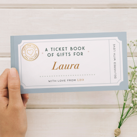 Personalised Book Of Giftable Tickets Blue by FROM YOU TO ME