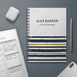 Personalised Combined Diary & Notebook - Stripe Design Lifestyleby FROM YOU TO ME