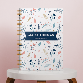 Personalised Leaf Combined Diary & Notebook in White by FROM YOU TO ME